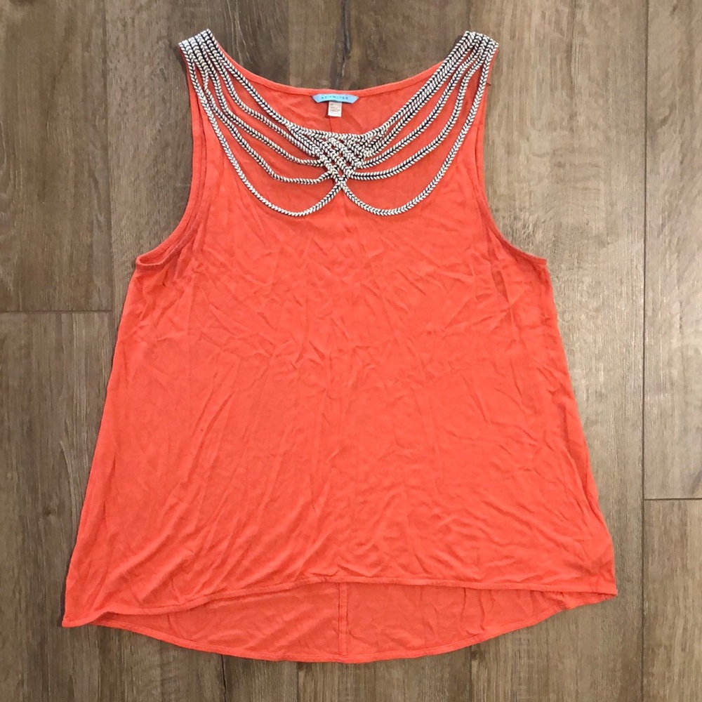 LEIFNOTES Coral Sleeveless Top with Braid Detail